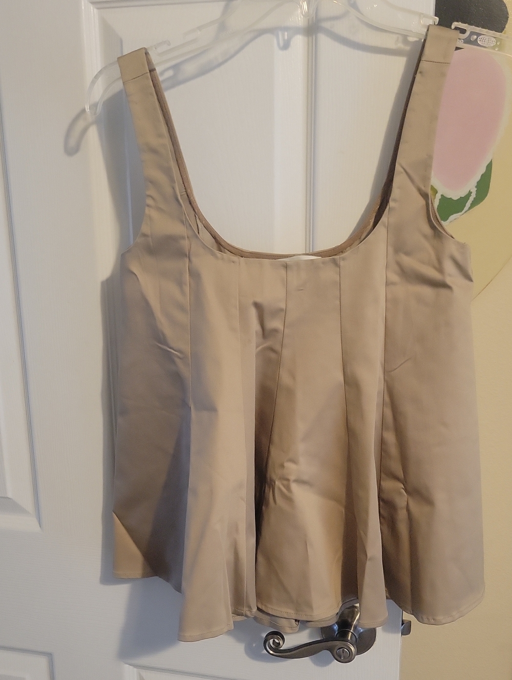 Club Monaco SzXS Taupe Scoop-Neck Paneled Crop Strappy Tank